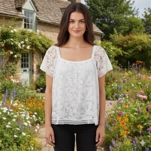 Ravn Off White Lace Short Sleeve  Top 34 (XS/S)